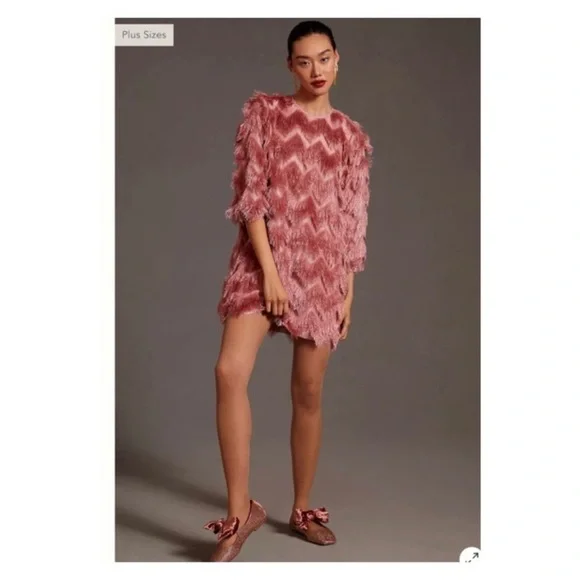 Anthropologie Pink Textured Dress - Picture 2 of 15